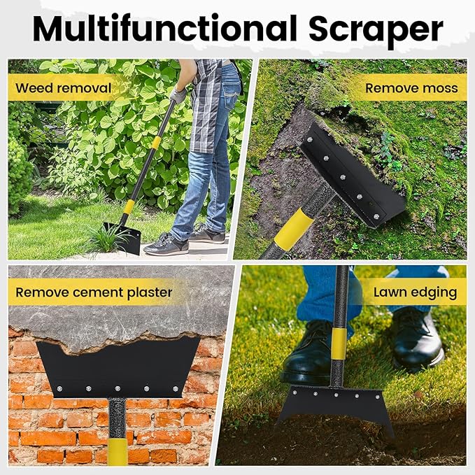 Garden Flat Shovel - Weeding Tool, Heavy Duty Multifunctional Cleaning Shovel Floor Scraper, 60" Long Handle Ice Chopper Snow Spade Garden Tool for Lawn Edging, Scraping, Ice Removal