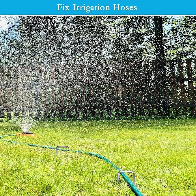 RAOOKIF 12 Inch Galvanized Garden Landscape Staples, 150Pcs Metal Stakes, 11 Gauge Heavy Duty Ground Stakes for Decoration, Fence, Lawn, Fabric Pins