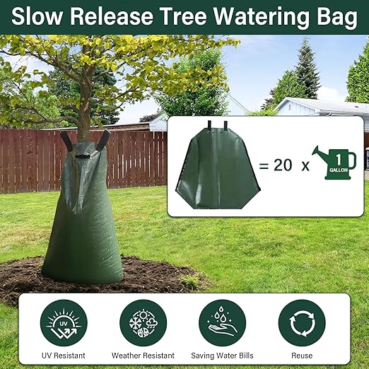 10 Pack Tree Watering Bags, 20 Gallon Slow Release Gator Bags for Trees, Durable PVC Tree Drip Irrigation Bags with Heavy Duty Zipper, Deep Root Targeting