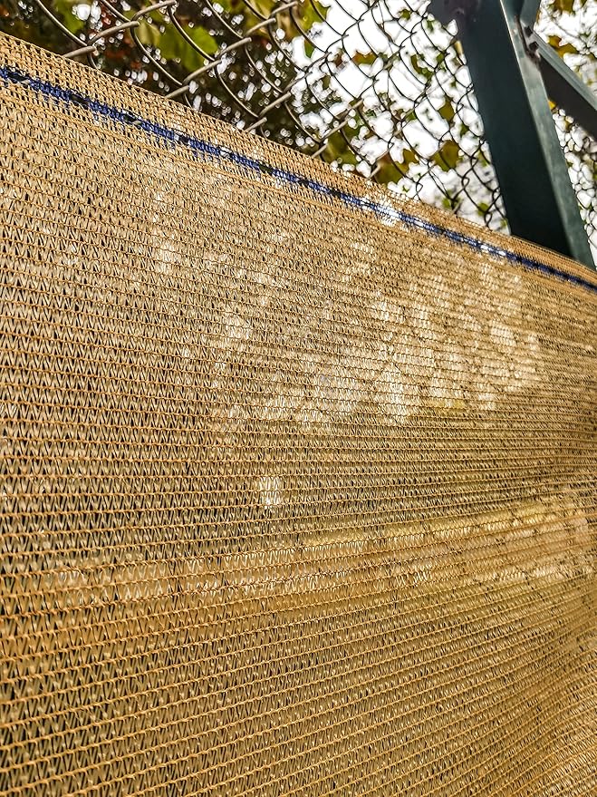 WindscreenSupplyCo] 60% 5'10'' x 100 FT Eyelets Shade Cloth Roll Sunblock Shade UV Resistant Net for Garden Greenhouse Flower Plant Patio Kennel, Tan - PS6160TAN