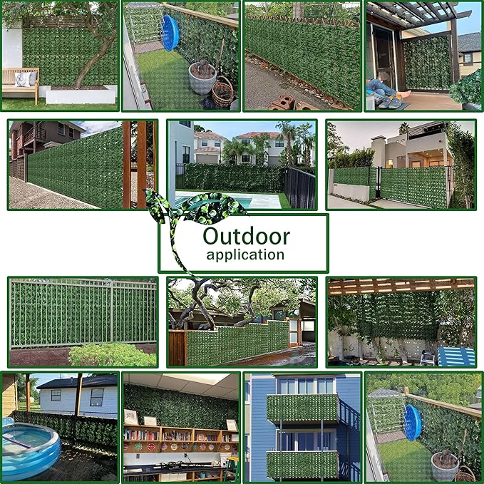 Artificial Fence Privacy Screen: 6FT x 50FT UV-Anti Faux Greenery Backdrop Ivy Chain Link Shades Panels for Patio, Balcony, Garden,Deck,Backyard Indoor Outdoor Green Wall Decor