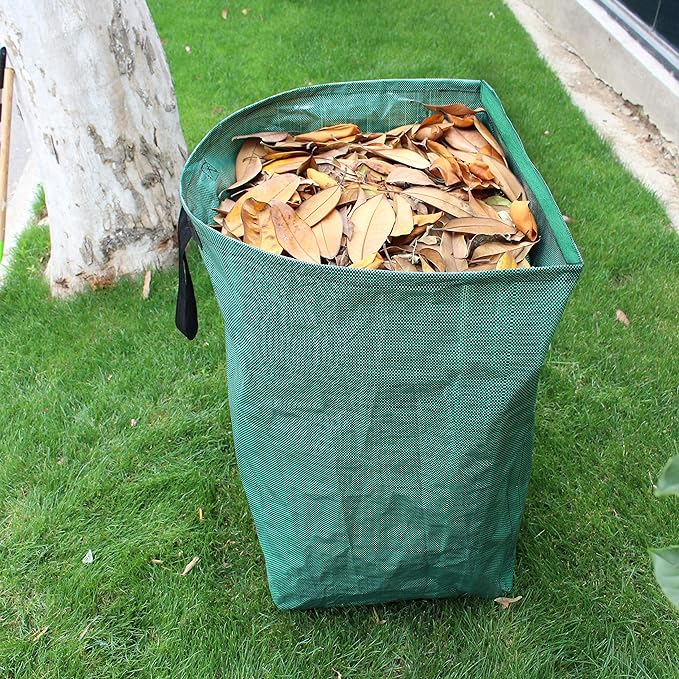 Gardzen 2-Pack 53 Gallon Dustpan-Type Yard Waste Bags, Reusable Heavy Duty Collapsible Garden Leaf Bags, Leaf Collector for Leaves, Lawn Debris & Grass Clippings