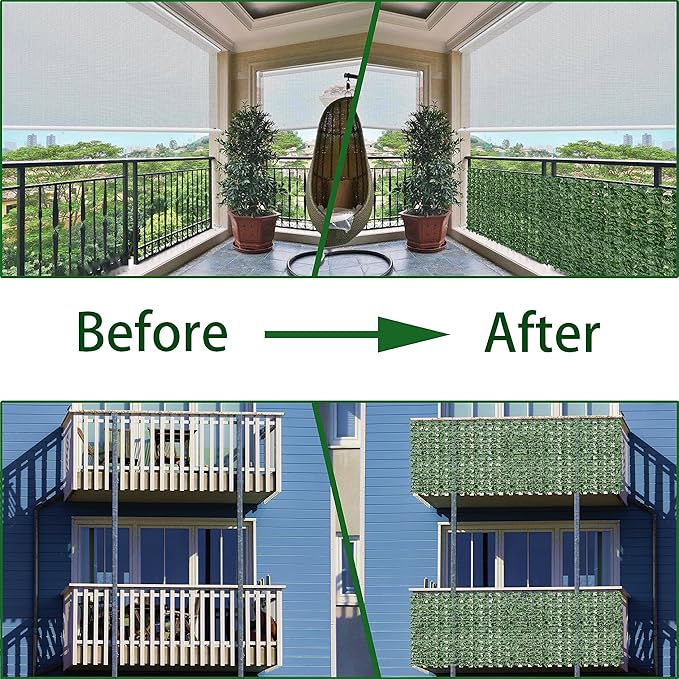 Artificial Fence Privacy Screen: 4FT x 20FT UV-Anti Faux Greenery Backdrop Ivy Chain Link Shades Panels for Patio, Balcony, Garden,Deck,Backyard Indoor Outdoor Green Wall Decor