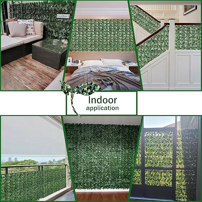 Artificial Fence Privacy Screen: 4FT x 20FT UV-Anti Faux Greenery Backdrop Ivy Chain Link Shades Panels for Patio, Balcony, Garden,Deck,Backyard Indoor Outdoor Green Wall Decor